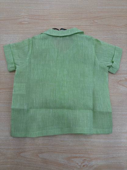 Camicia Jo Milano mezza manica in lino con bottoncini con taschino laterale