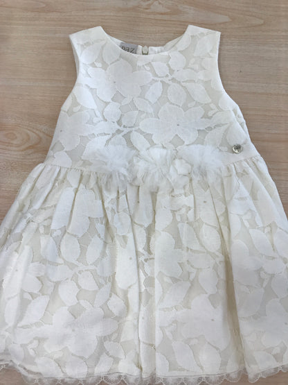 Abito Paz Rodriguez in cotone fiori ricamati smanicato con fiori in vita sul davanti