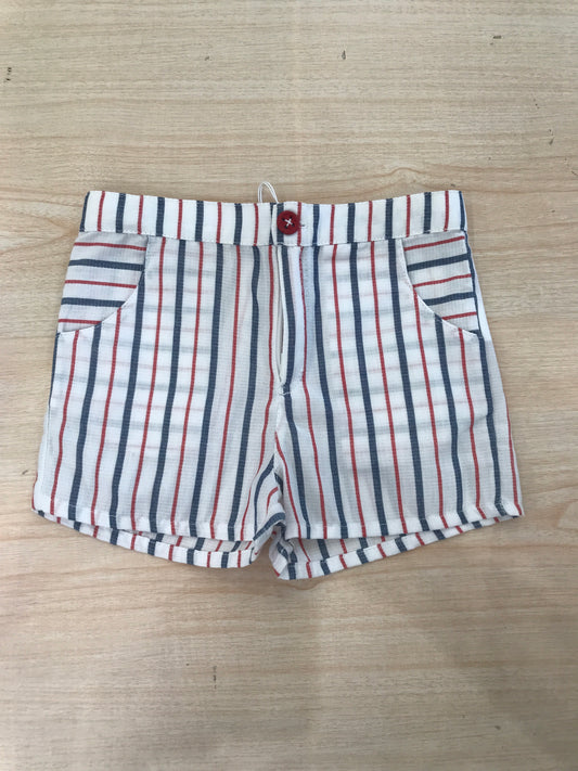 Pantalone Coccodè in cotone bianco a righe rosse e blu