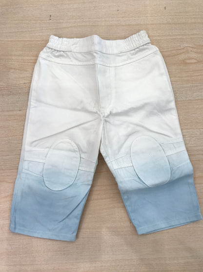 Pantalone Baby Dior in cotone bianco e celeste sfumato