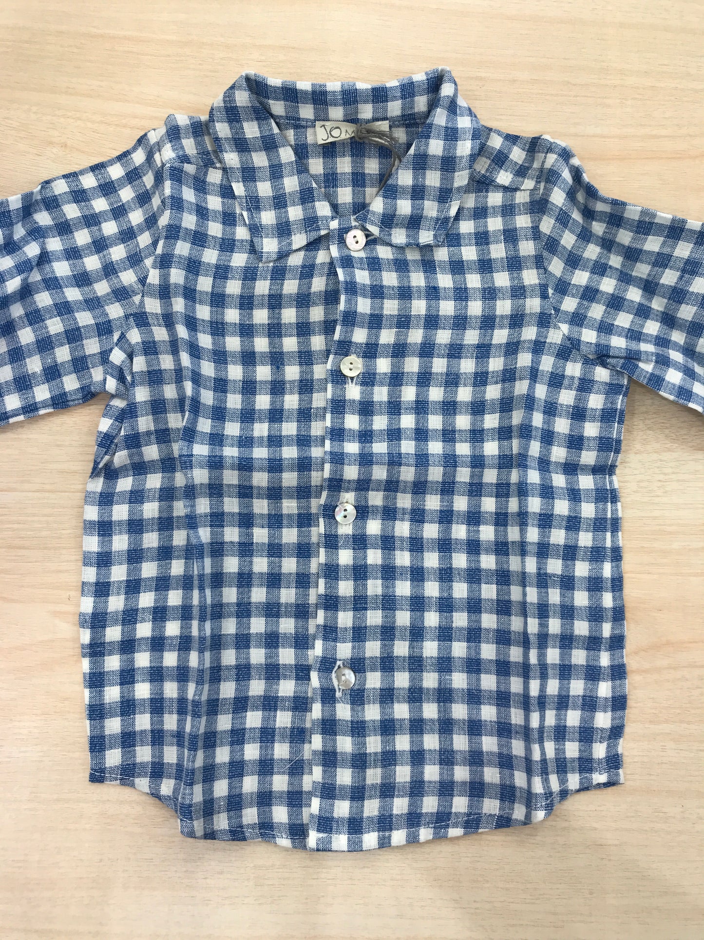 Camicia Jo Milano in lino a quadretti azzurri e bianchi