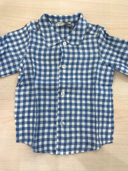 Camicia Jo Milano in lino a quadretti azzurri e bianchi