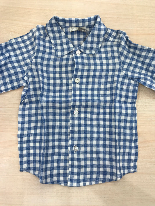 Camicia Jo Milano in lino a quadretti azzurri e bianchi