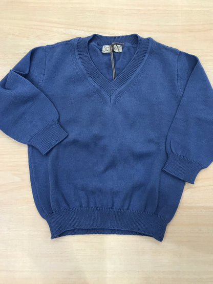 Maglione Jo Milano in filo bluette manica lunga con scollo a punta