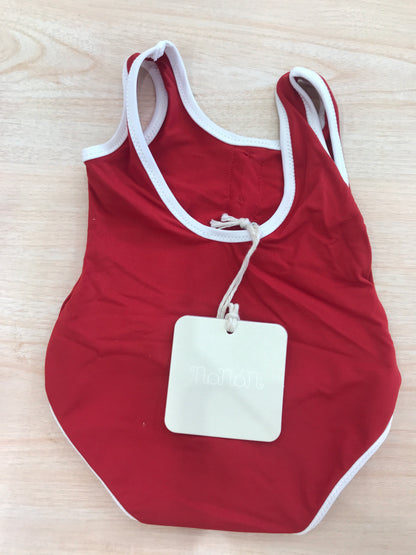 Costume Nanan intero rosso con rifiniture bianche con scollo sul retro