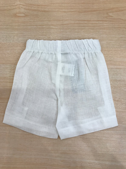 Bermuda Jo Milano in lino bianco con elastico in vita e bottoncini