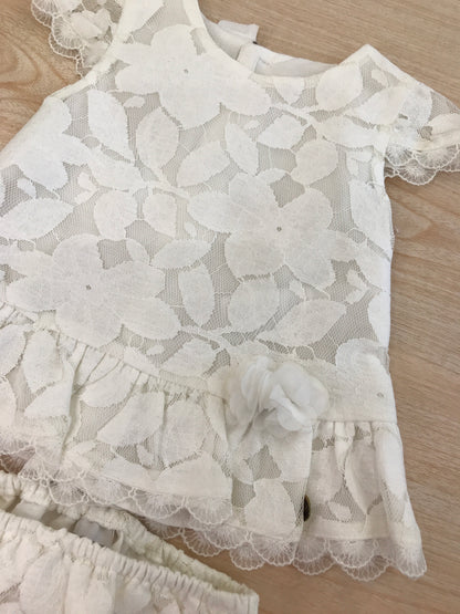 Abito Paz Rodriguez di cotone con tulle ricamato con culotte abbinata