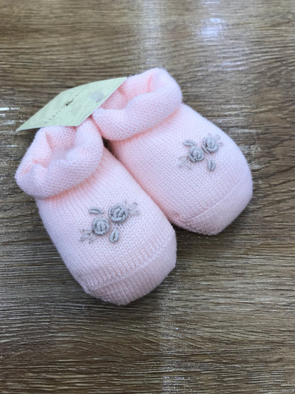 Babbucce Story Loris in lana rosa con roselline