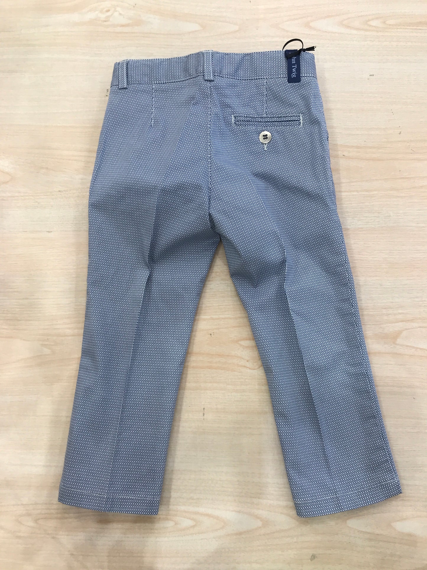 Pantalone John Twig in cotone blu e bianco con tasche e zip