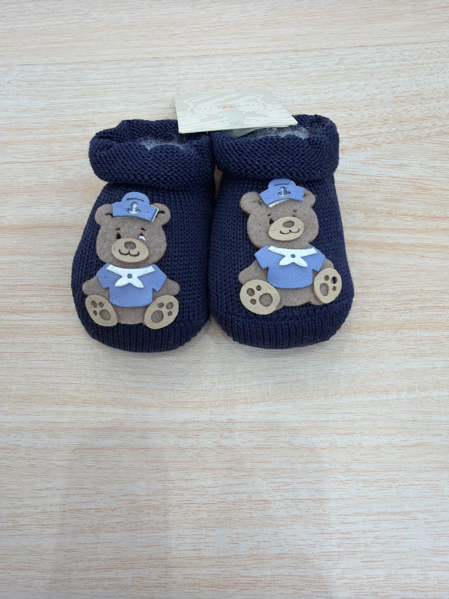Babbucce Story Loris in filo blu scuro con orsetto marinaretto sul davanti