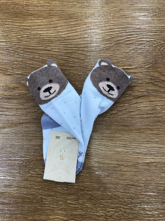 Calzino Story Loris in caldo cotone celeste con piccoli pois ed orsetto