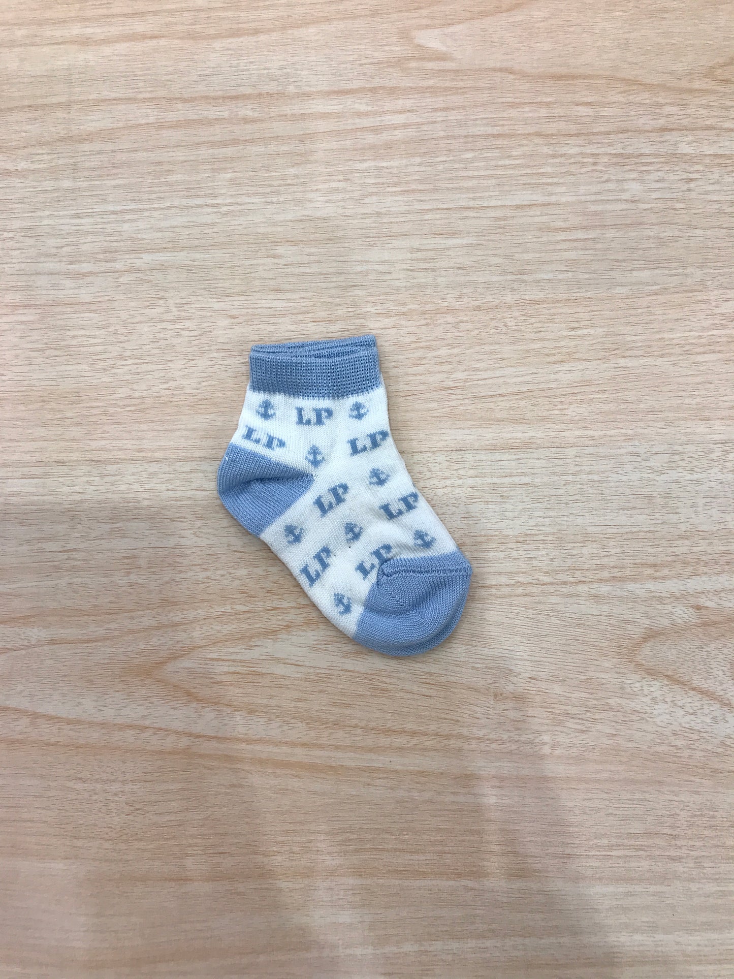 Calzino La Perla in filo di cotone bianco con rifiniture in celeste
