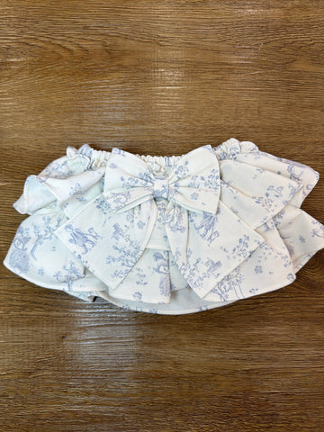 Culotte con doppia balza a fantasia con fiocco sul retro