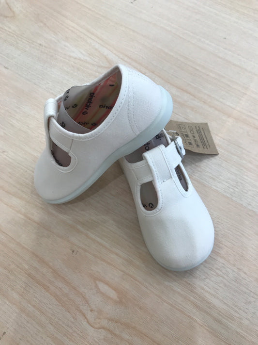 Scarpe Victoria in tela bianche con occhiello e cinturino