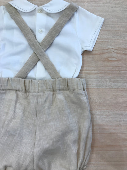 Completo Paz Rodriguez in cotone pantalone con bretelle e body mezza manica