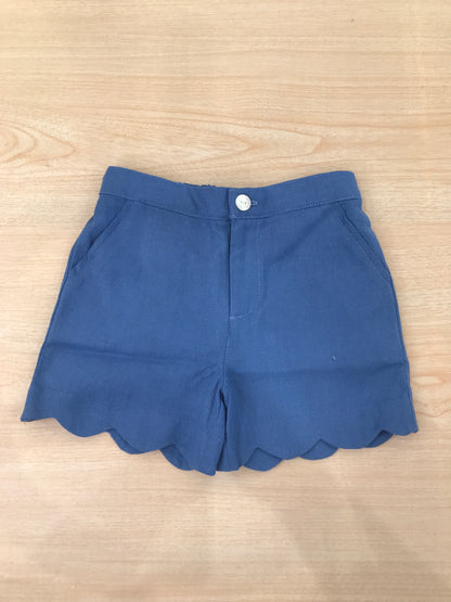 Pantalone Les Enfants de Gisele in cotone blu con bordo smerlato