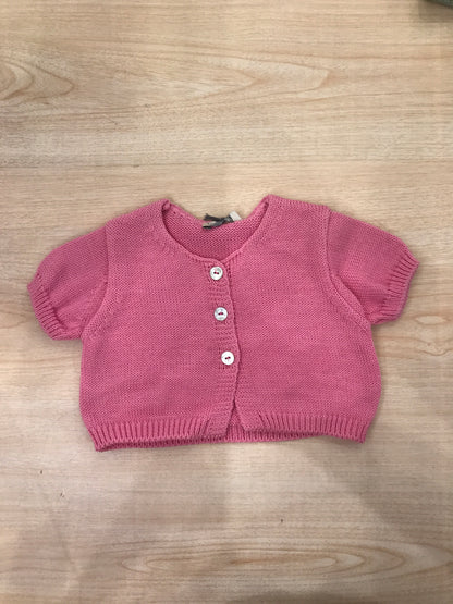 Cardigan Jo Milano in filo fucsia mezza manica con piccoli bottoncini