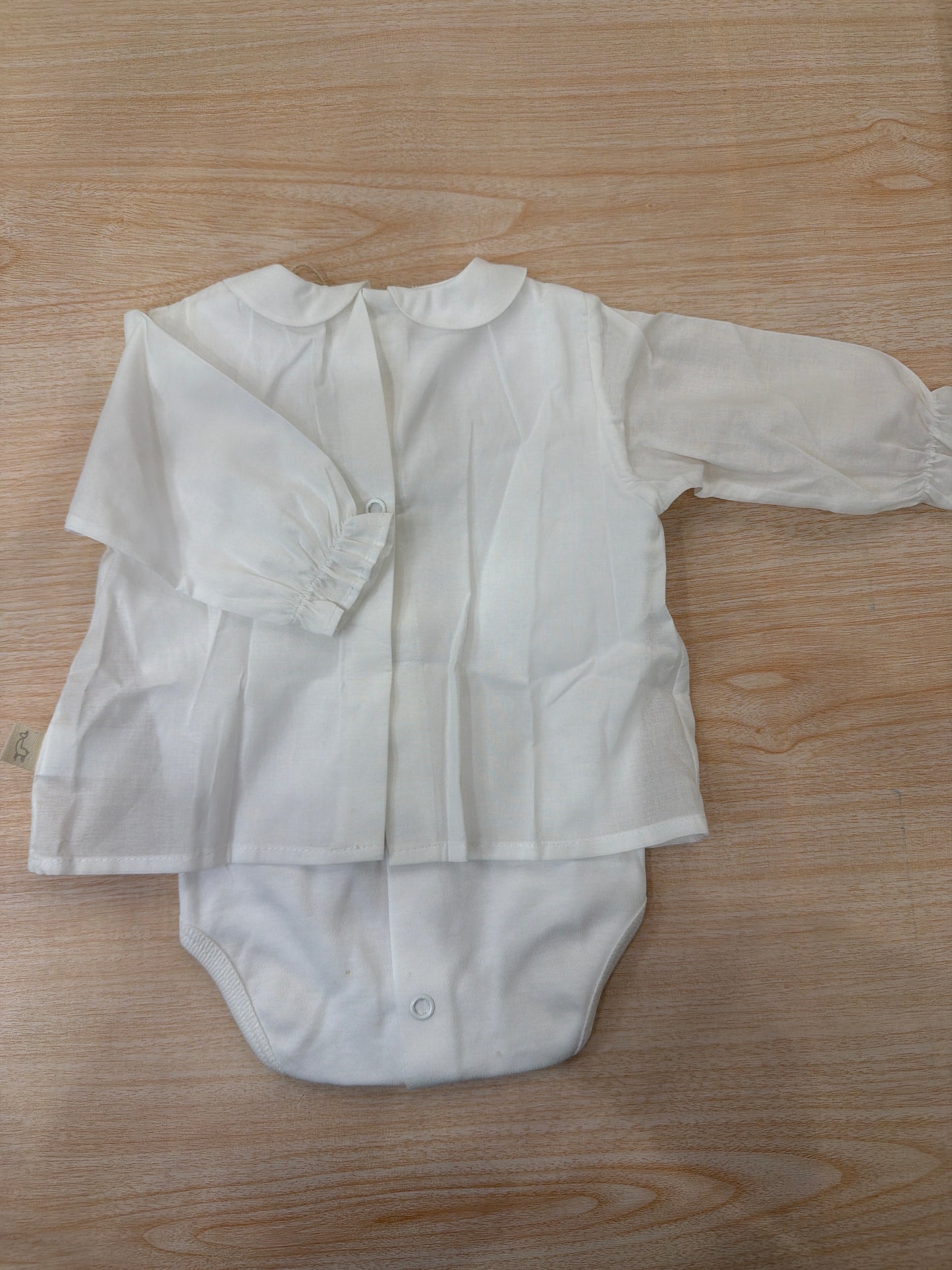 Body Baby Gi in cotone manica lunga effetto camicia con manica a sbuffo con colletto tondo