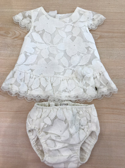 Abito Paz Rodriguez di cotone con tulle ricamato con culotte abbinata