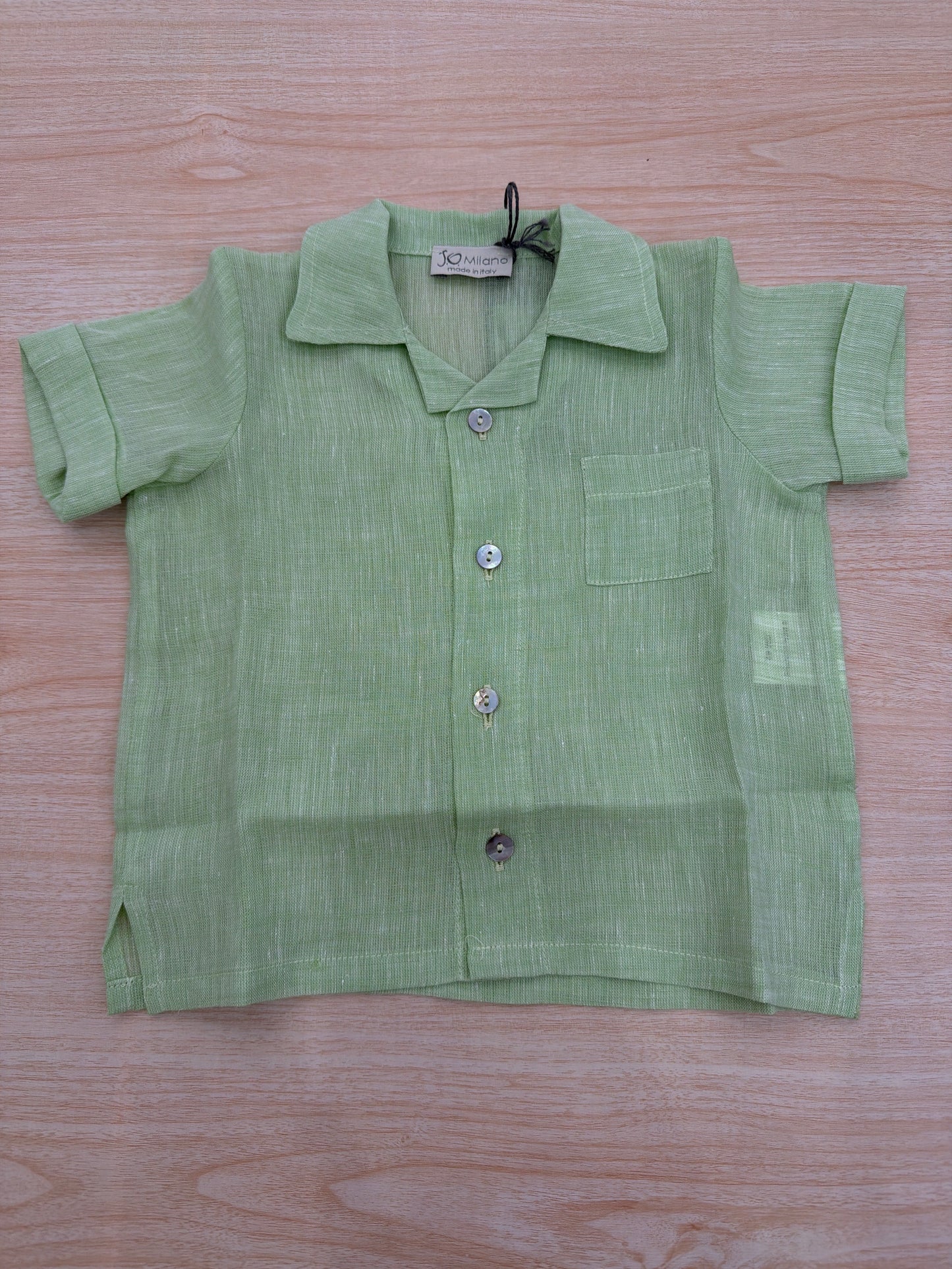 Camicia Jo Milano mezza manica in lino con bottoncini con taschino laterale