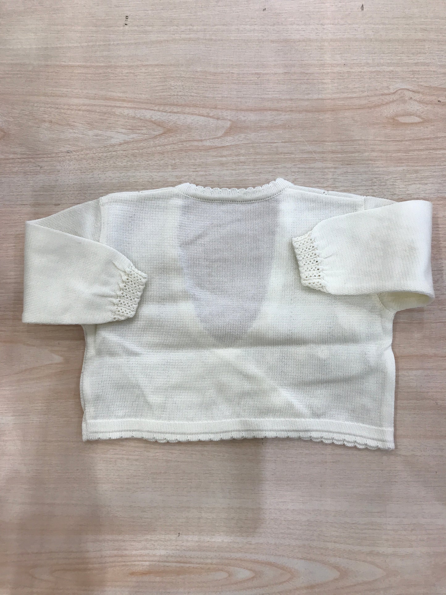 Cardigan Biebi in cotone panna ad incrocio traforato con fiori ricamati tono su tono