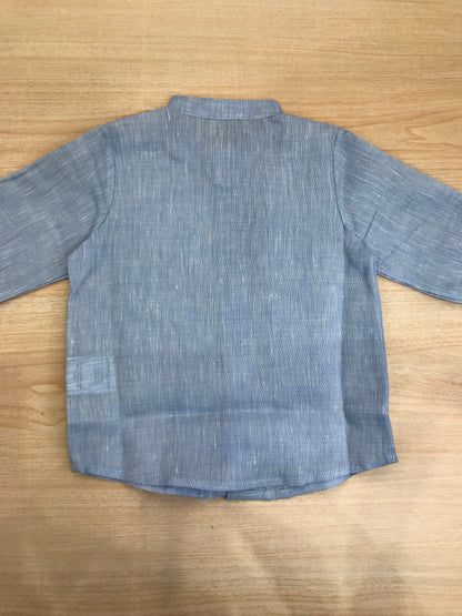 Camicia Jo Milano in lino manica lunga con bottoncini e pieghe sul davanti