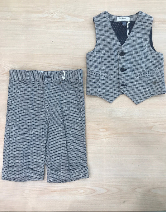 Completo Byblos in cotone gilet con bermuda blu scuro con rifiniture bianche