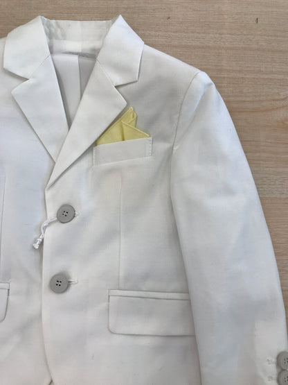 Completo Nanan giacca con pochette gialla pantalone lungo camicia in cotone con cappello bianco