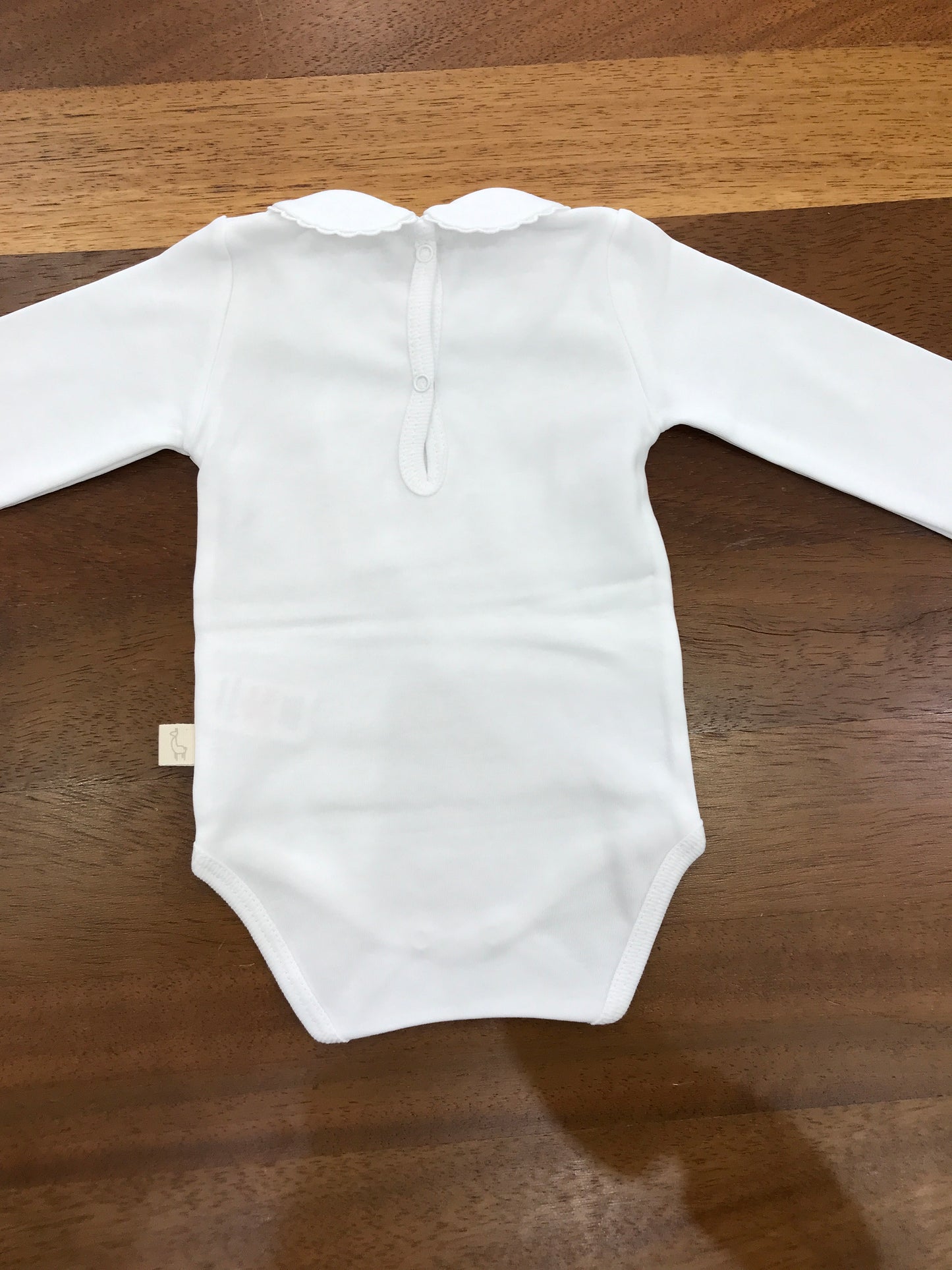 Body Baby Gi bianco  manica lunga di caldo cotone con collo tondo smerlato
