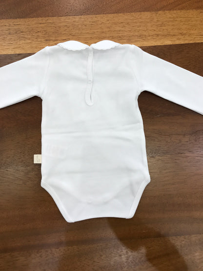 Body Baby Gi bianco  manica lunga di caldo cotone con collo tondo smerlato
