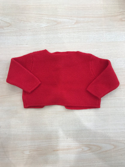 Cardigan Coccodè in filo rosso con due piccoli bottoni sul davanti