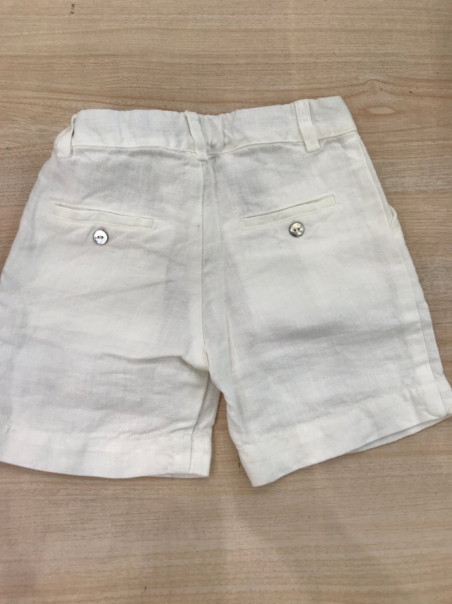 Pantalone Laranjinha in lino bianco con elastico e tasche