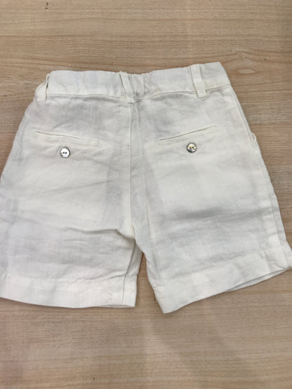 Pantalone Laranjinha in lino bianco con elastico e tasche