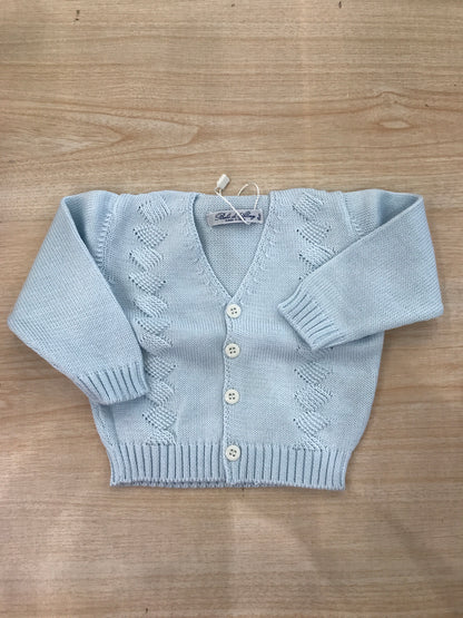 Cardigan Bebè di Almy in filo con lavorazione sul davanti