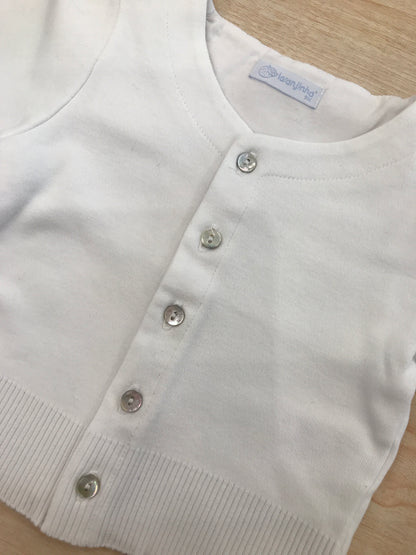 Cardigan Laranjinha in cotone bianco con bottoncini