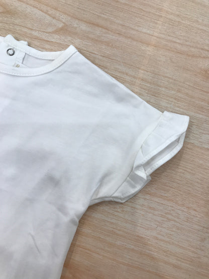 T-shirt Cielo Blu in cotone mezza manica con rusche