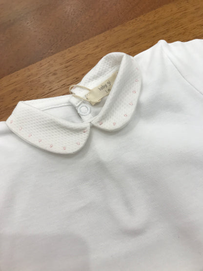 Body Baby Gi in cotone con collo con profilo con pois rosa mezza manica