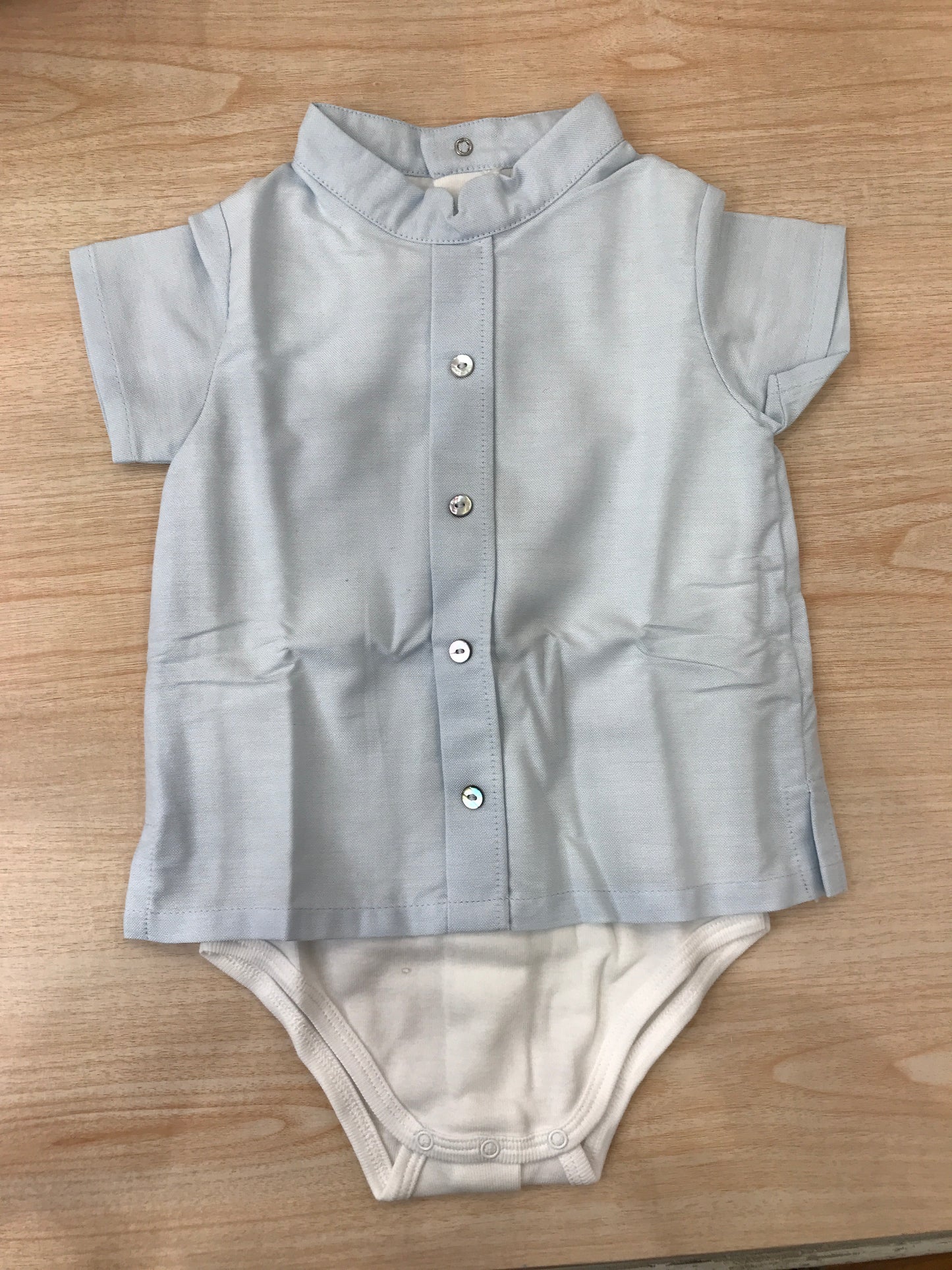 Body Laranjinha in cotone mezza manica con effetto camicia