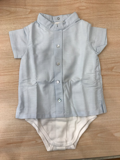 Body Laranjinha in cotone mezza manica con effetto camicia