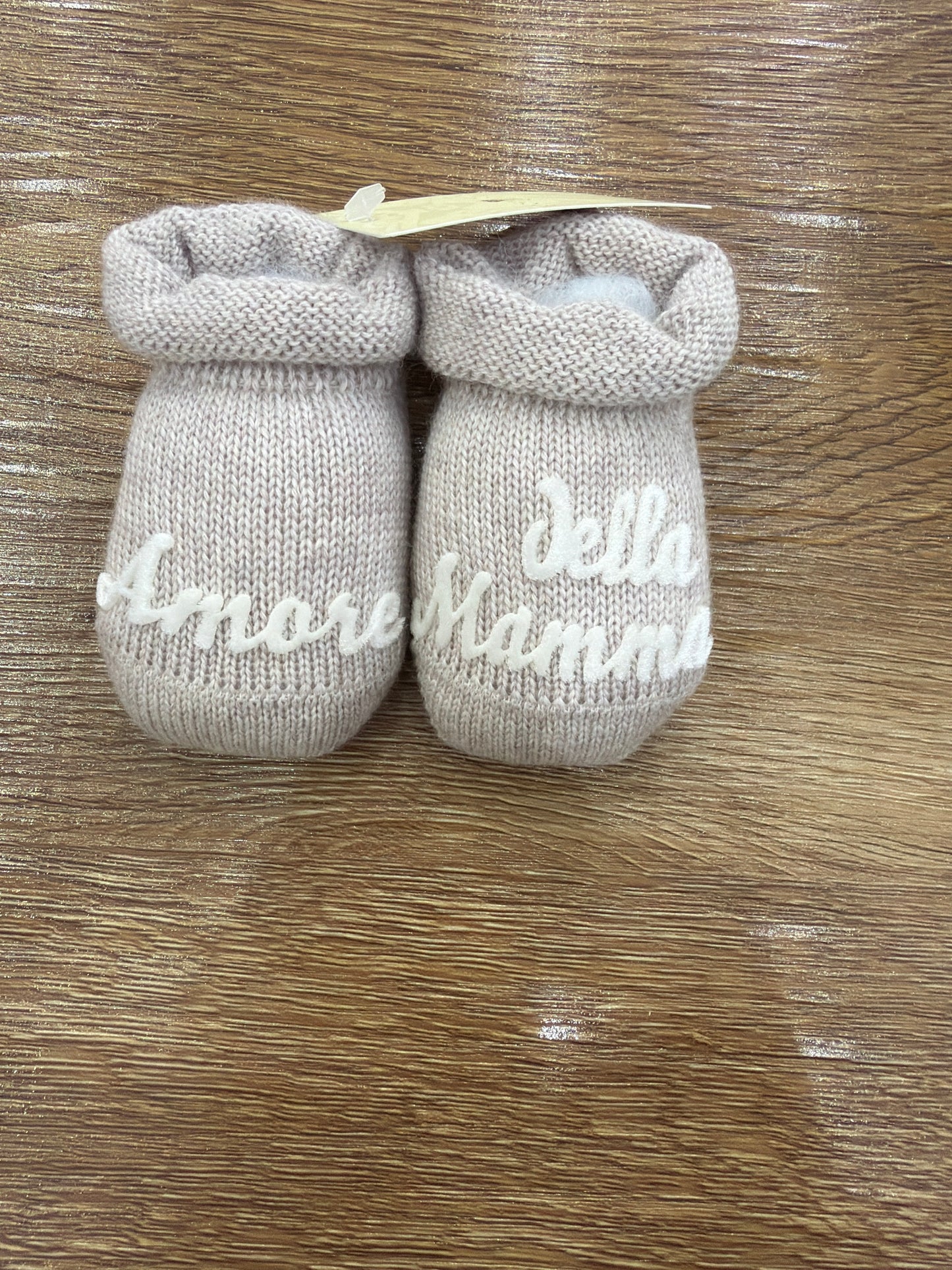 Babbucce Story Loris in lana con scritta in velluto "Amore della Mamma"