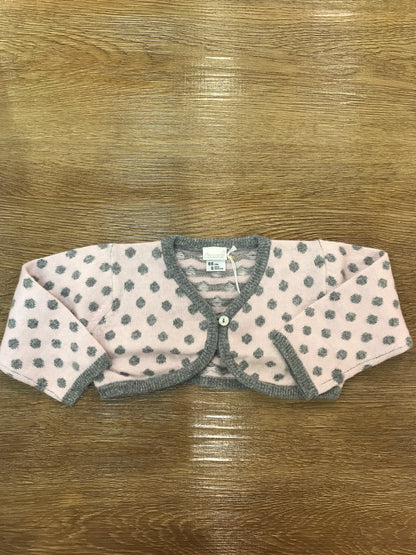 Cardigan Coccodè in lana rosa con pois in grigio
