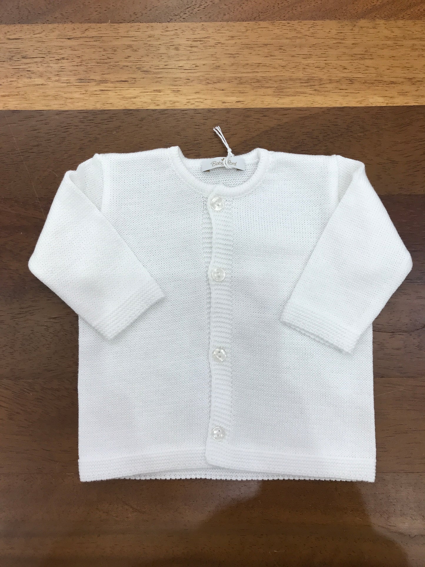 Cardigan Baby Lord in filo bianco manica lunga con bottoncini