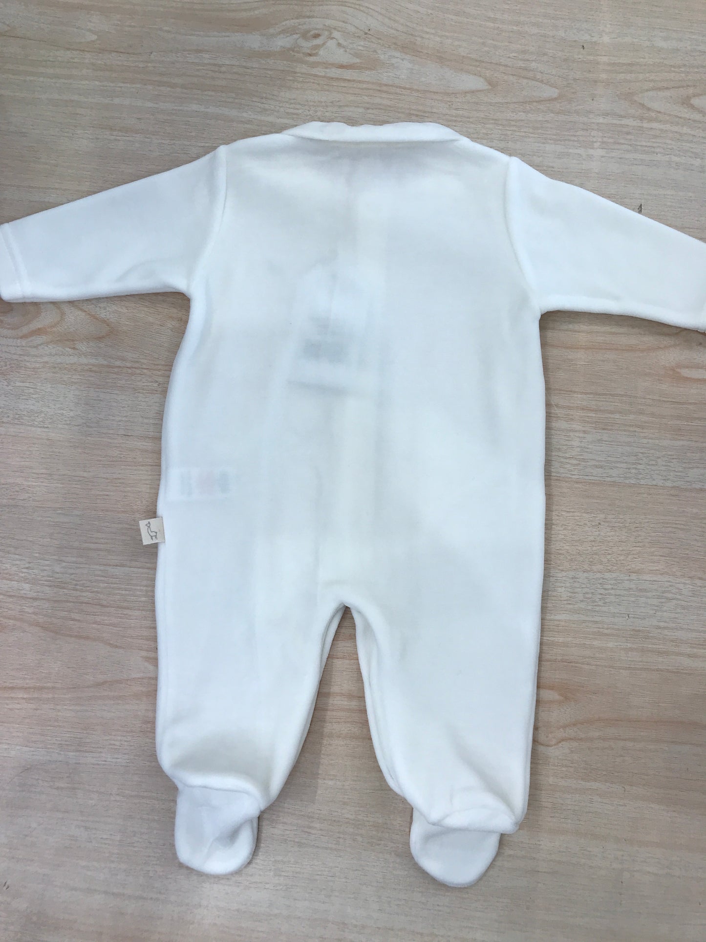 Tutina Baby Gi in ciniglia panna intera con fiori ricamati