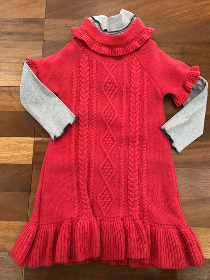 Abitino Juppolà in lana mezza manica con rusche collo alto bordo con rusche trecce centrali con maglia caldo cotone grigia