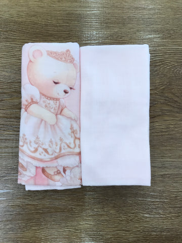Mussole Sofija in cotone coppia una rosa basica e una con orsetti