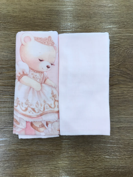 Mussole Sofija in cotone coppia una rosa basica e una con orsetti