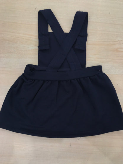 Salopette Petit Bateau blu scuro con bretelle regolabili con cuori ricamati rossi