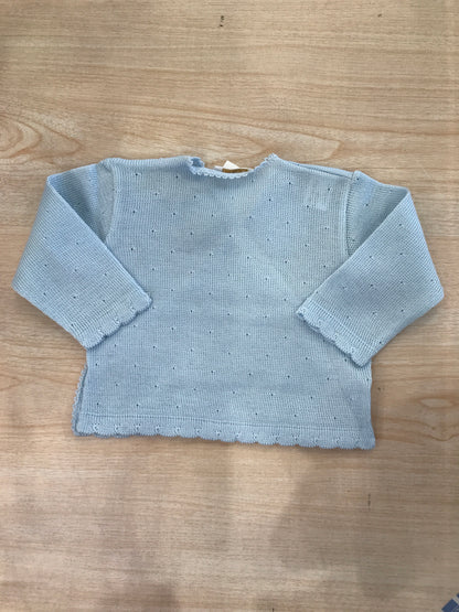Cardigan Baby Lord in filo di cotone con abbottonatura ad incrocio con bottoni in madre perla