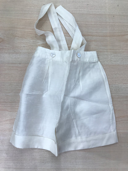 Pantalone Bebè di Almy in cotone panna con bretelle