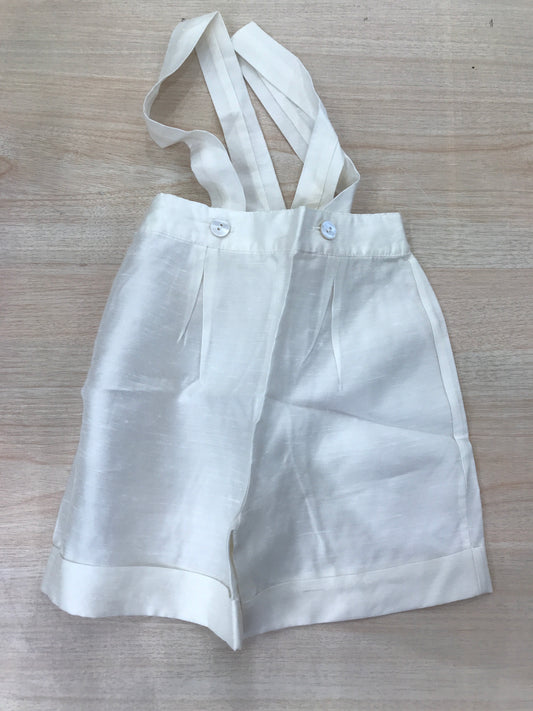 Pantalone Bebè di Almy in cotone panna con bretelle